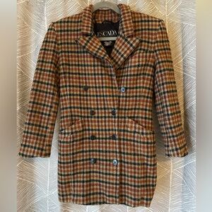 Vintage Escada Women's Plaid Wool + Cashmere Jacket Margaretha Ley 36 XS S